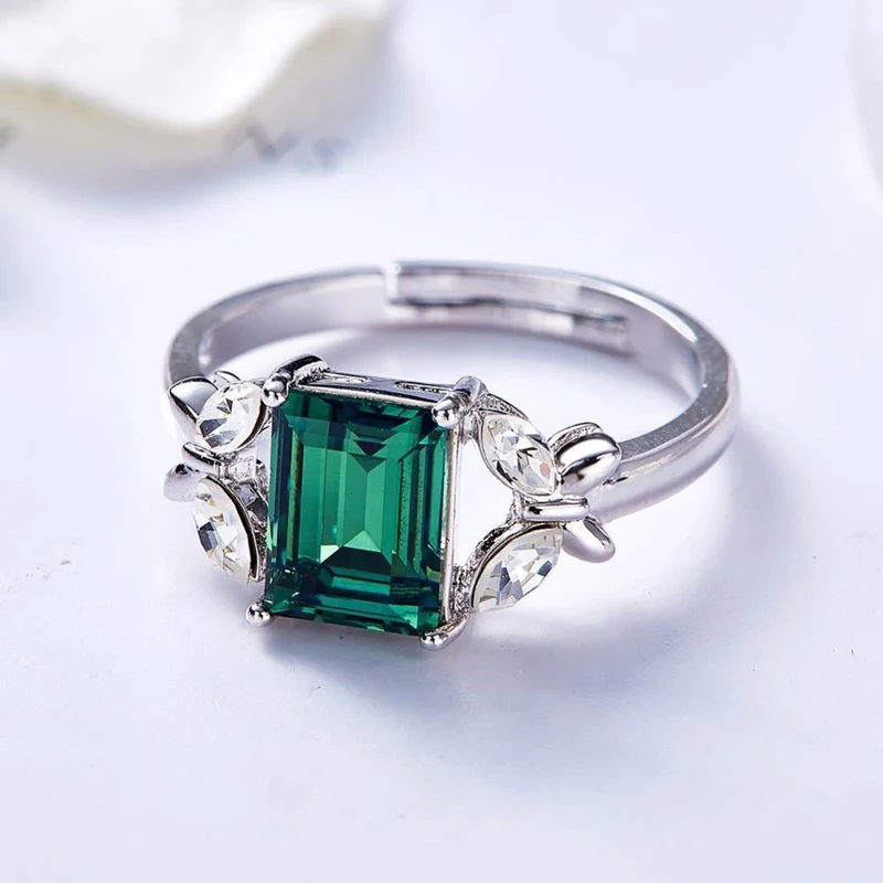 Mit Kristallen von Swarovski verstellbarer Schmetterlingsring Insektenkristallschmuck Ringen Eheringe verziert