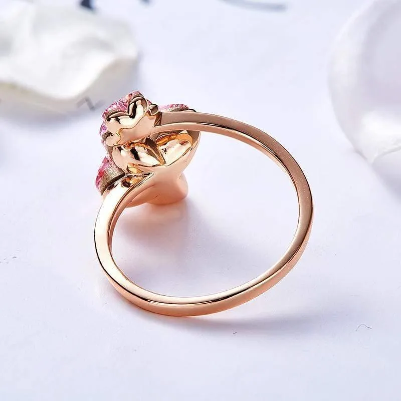 Goldringe, verziert mit Kristallen von Swarovski, verstellbarer Schmetterlingsring, Roségold-Einsatz, Schmuck, romantische Geschenke