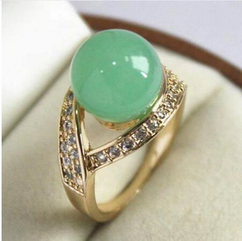 12MM Green Jade Damenring AAA Größe 6-10 j50