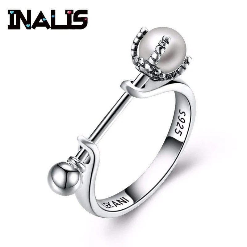 Charmante Perlen Fingerringe für Frauen Schlichte authentische S 925 Sterling Silber & Perle Edler Schmuck