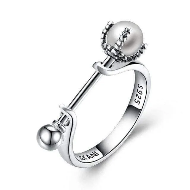 Charmante Perlen Fingerringe für Frauen Schlichte authentische S 925 Sterling Silber & Perle Edler Schmuck