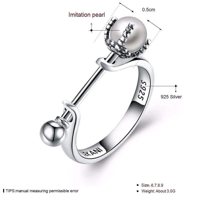 Charmante Perlen Fingerringe für Frauen Schlichte authentische S 925 Sterling Silber & Perle Edler Schmuck