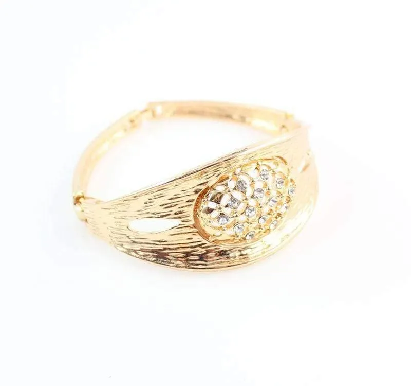 Kristall-Strass-Perlen-Schmuckset für Party, Hochzeit, Brautkostüm, goldfarben, afrikanisches Schmuckset