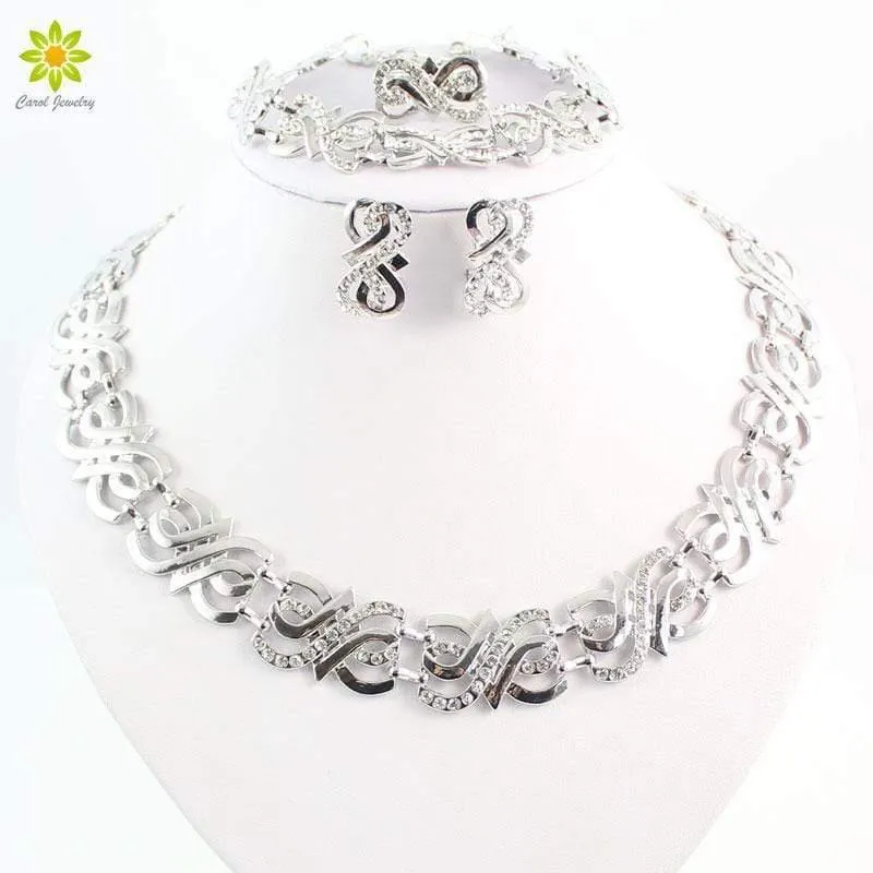 Schmuck-Sets, Kristall-Halsketten-Set, nigerianische Hochzeitsaccessoires, Brautkragen, Kostüm-Halsketten-Ohrringe-Set