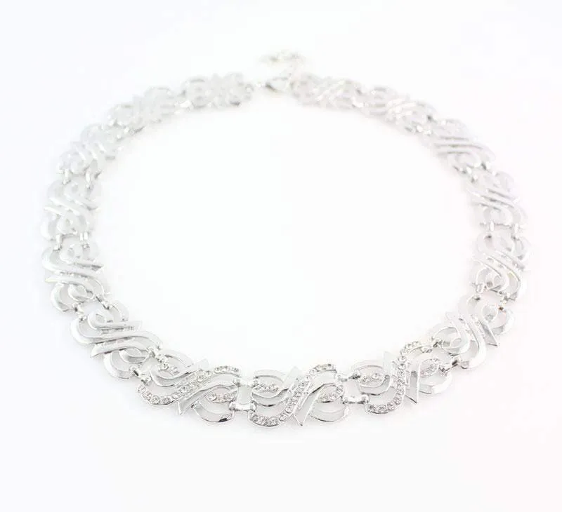 Schmuck-Sets, Kristall-Halsketten-Set, nigerianische Hochzeitsaccessoires, Brautkragen, Kostüm-Halsketten-Ohrringe-Set