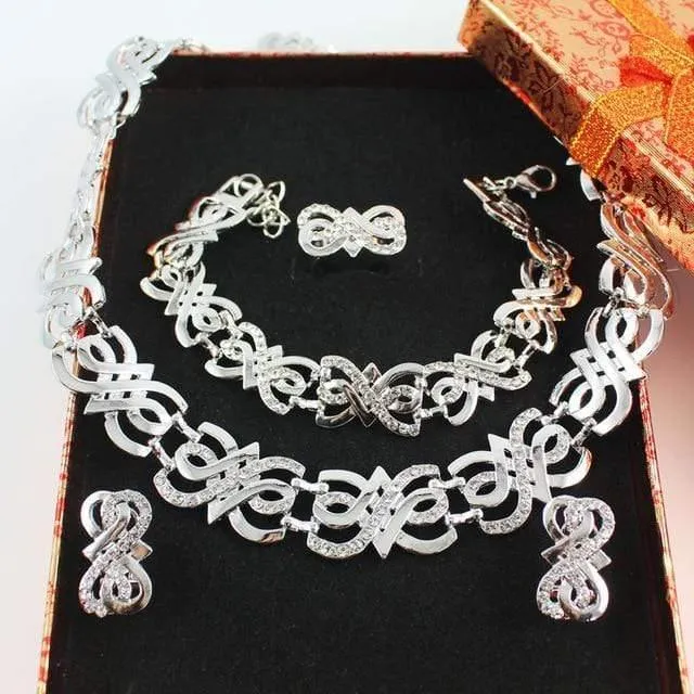 Schmuck-Sets, Kristall-Halsketten-Set, nigerianische Hochzeitsaccessoires, Brautkragen, Kostüm-Halsketten-Ohrringe-Set