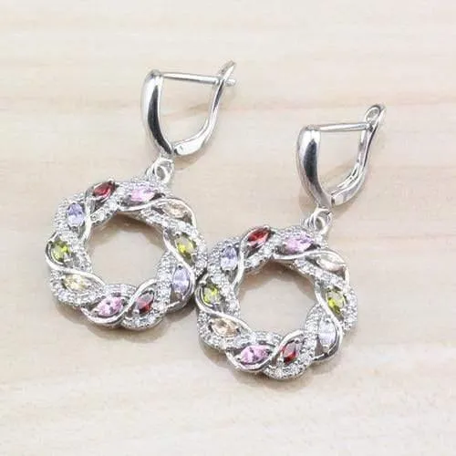 Zirkonia 925 Sterling Silber Damen Hochzeit Schmuckset Ringgröße 6/7/8/9/10 Kostenlose Geschenkbox T295