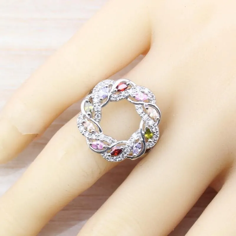 Zirkonia 925 Sterling Silber Damen Hochzeit Schmuckset Ringgröße 6/7/8/9/10 Kostenlose Geschenkbox T295