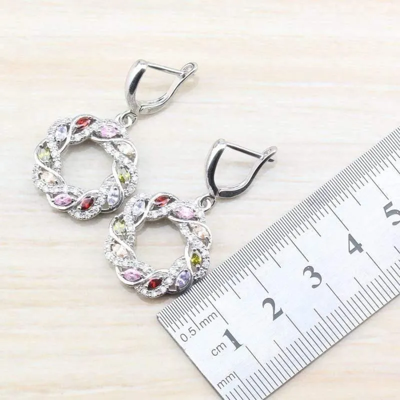 Zirkonia 925 Sterling Silber Damen Hochzeit Schmuckset Ringgröße 6/7/8/9/10 Kostenlose Geschenkbox T295