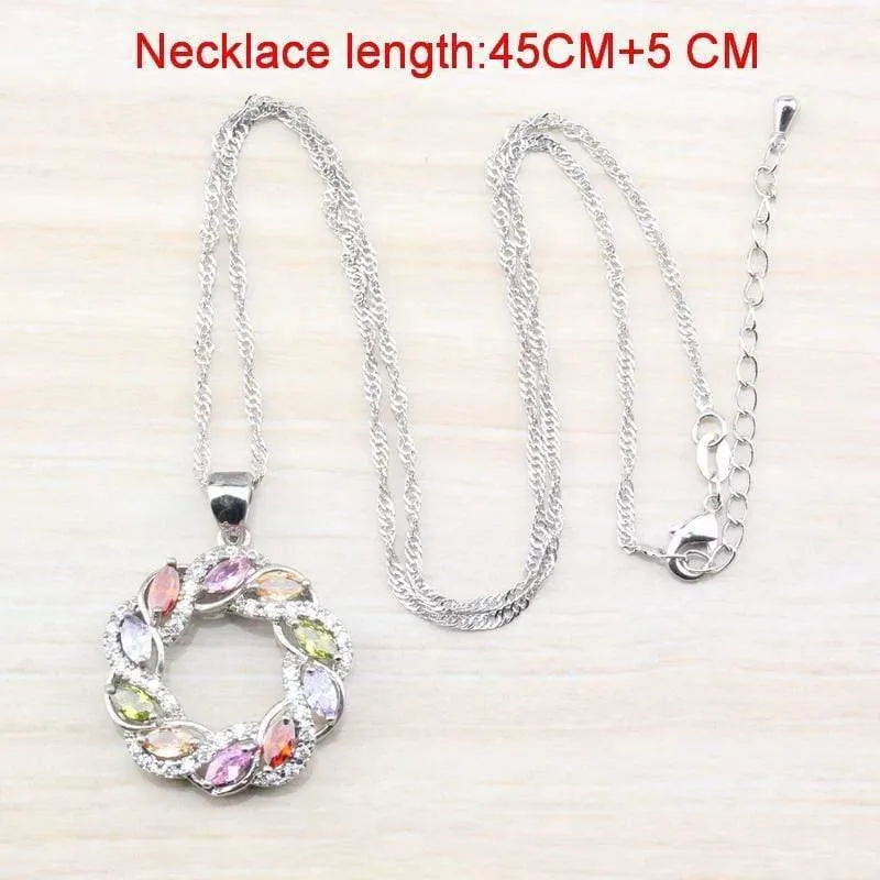 Zirkonia 925 Sterling Silber Damen Hochzeit Schmuckset Ringgröße 6/7/8/9/10 Kostenlose Geschenkbox T295