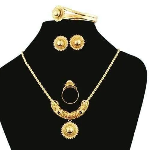 Äthiopischer Habesha-Schmuck, 18 Karat Gold, Farbschmuck, Braut-Temperament-Schmuck, Hochzeitsschmuck-Sets für Frauen