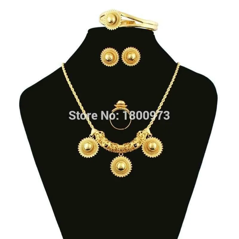 Äthiopischer Habesha-Schmuck, 18 Karat Gold, Farbschmuck, Braut-Temperament-Schmuck, Hochzeitsschmuck-Sets für Frauen