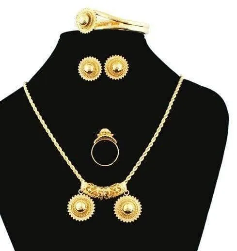 Äthiopischer Habesha-Schmuck, 18 Karat Gold, Farbschmuck, Braut-Temperament-Schmuck, Hochzeitsschmuck-Sets für Frauen