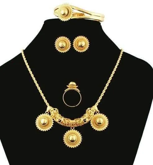 Äthiopischer Habesha-Schmuck, 18 Karat Gold, Farbschmuck, Braut-Temperament-Schmuck, Hochzeitsschmuck-Sets für Frauen