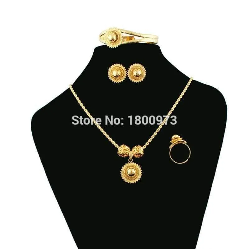Äthiopischer Habesha-Schmuck, 18 Karat Gold, Farbschmuck, Braut-Temperament-Schmuck, Hochzeitsschmuck-Sets für Frauen