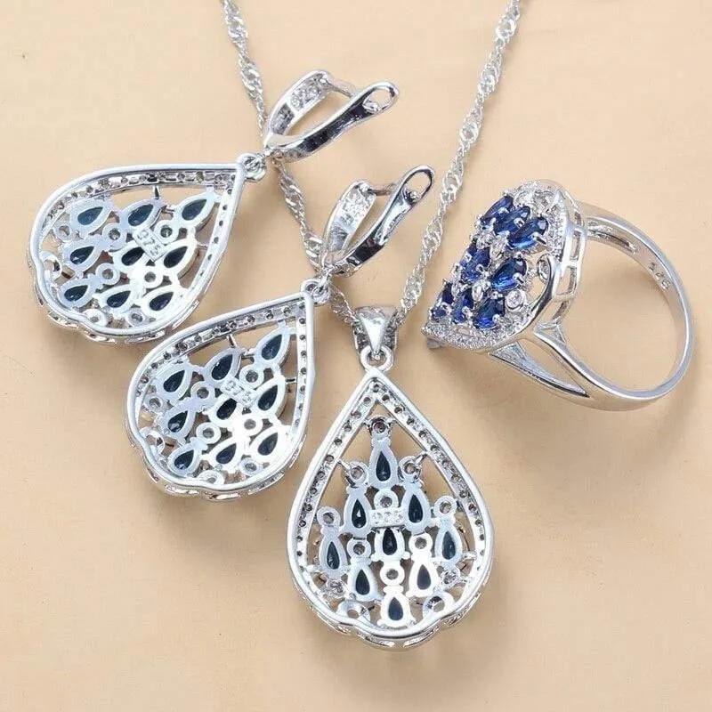 925 Sterling Silber Mit Naturstein CZ Schmuck Sets Für Frauen Mode Hochzeit Party Kostüm Frauen Sets