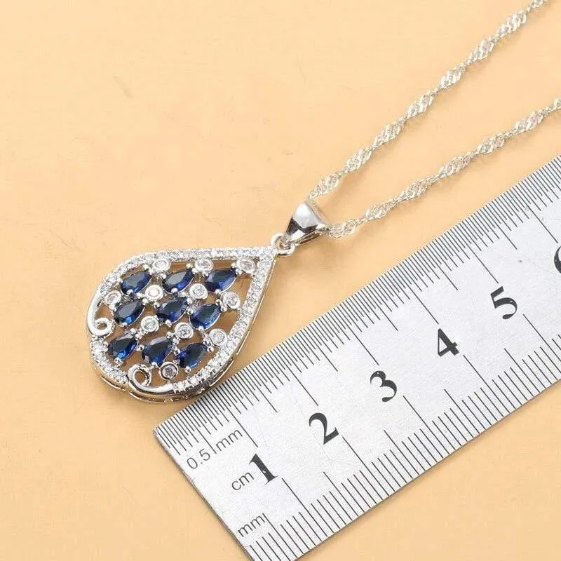 925 Sterling Silber Mit Naturstein CZ Schmuck Sets Für Frauen Mode Hochzeit Party Kostüm Frauen Sets
