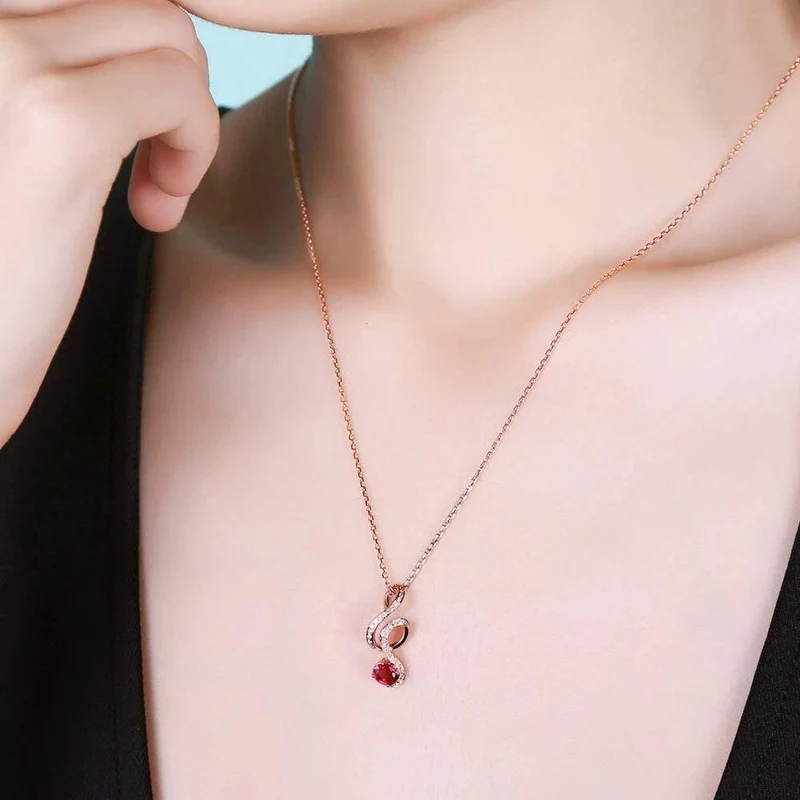 18 KT/750 Roségold, 0.69 ct, natürlicher roter Rubin, 0.15 ct Rundschliff-Diamant-Verlobungs-Edelstein-Anhänger-Schmuck