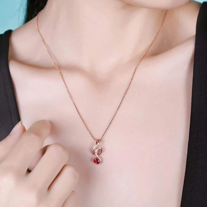 18 KT/750 Roségold, 0.69 ct, natürlicher roter Rubin, 0.15 ct Rundschliff-Diamant-Verlobungs-Edelstein-Anhänger-Schmuck