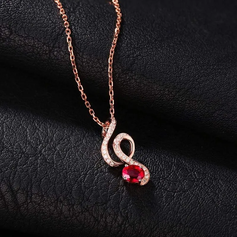 18 KT/750 Roségold, 0.69 ct, natürlicher roter Rubin, 0.15 ct Rundschliff-Diamant-Verlobungs-Edelstein-Anhänger-Schmuck