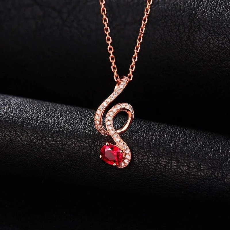 18 KT/750 Roségold, 0.69 ct, natürlicher roter Rubin, 0.15 ct Rundschliff-Diamant-Verlobungs-Edelstein-Anhänger-Schmuck