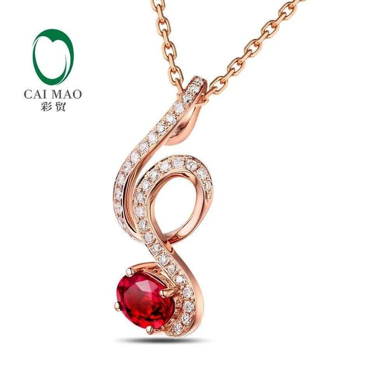 18 KT/750 Roségold, 0.69 ct, natürlicher roter Rubin, 0.15 ct Rundschliff-Diamant-Verlobungs-Edelstein-Anhänger-Schmuck