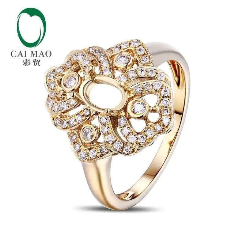 Oval geschliffene, halbgefasste Ringfassungen und 0.26 ct Diamant-Edelstein-Verlobungsring aus 18 Karat Gelbgold, edler Schmuck