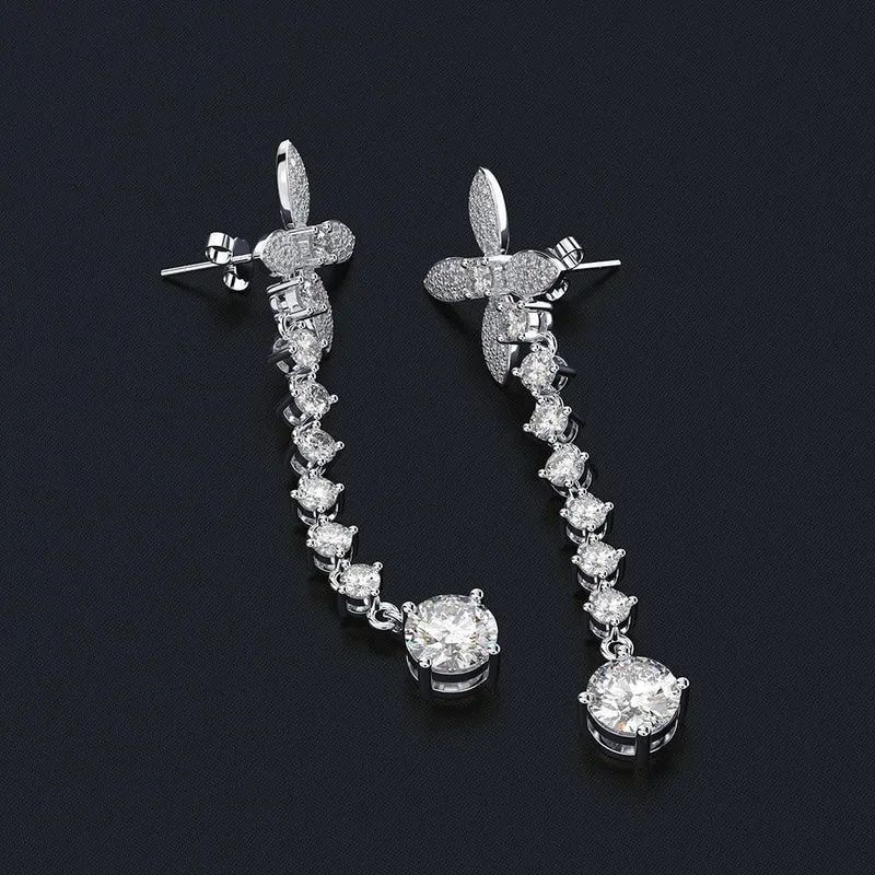 925 Sterling Silber Weißer Saphir Edelstein Tropfen Baumelnde Diamanten Schleife Ohrringe Feiner Schmuck Geschenk Großhandel