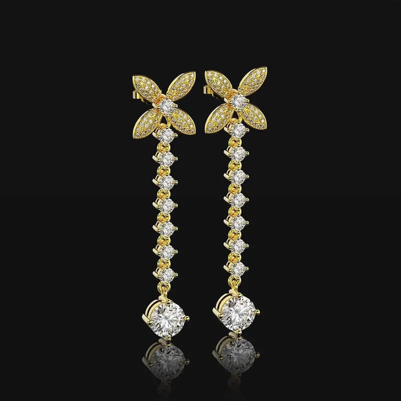 925 Sterling Silber Weißer Saphir Edelstein Tropfen Baumelnde Diamanten Schleife Ohrringe Feiner Schmuck Geschenk Großhandel