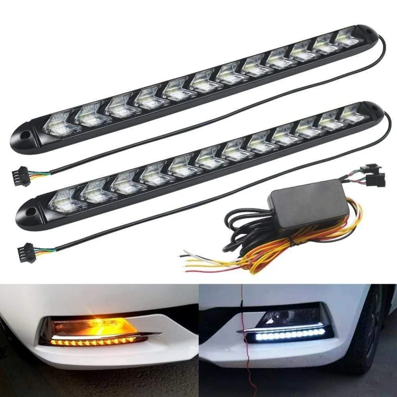 LED Flexibles Tagfahrlicht Tagfahrlicht Blinker Weiß / Gelb Switchback Dynamic Streamer Knight Rider Lichtleiste Scheinwerfer