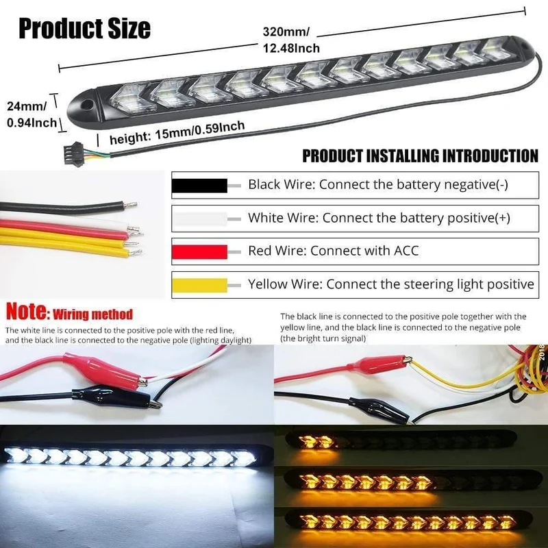 LED Flexibles Tagfahrlicht Tagfahrlicht Blinker Weiß / Gelb Switchback Dynamic Streamer Knight Rider Lichtleiste Scheinwerfer
