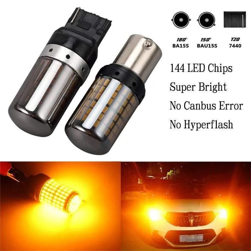 2 * 1156 BA15S P21W / BAU15S PY21W / T20 7440 W21W LED-Blinkleuchte Canbus Fehlerfrei Nein Hyper Flash Gelb 144SMD