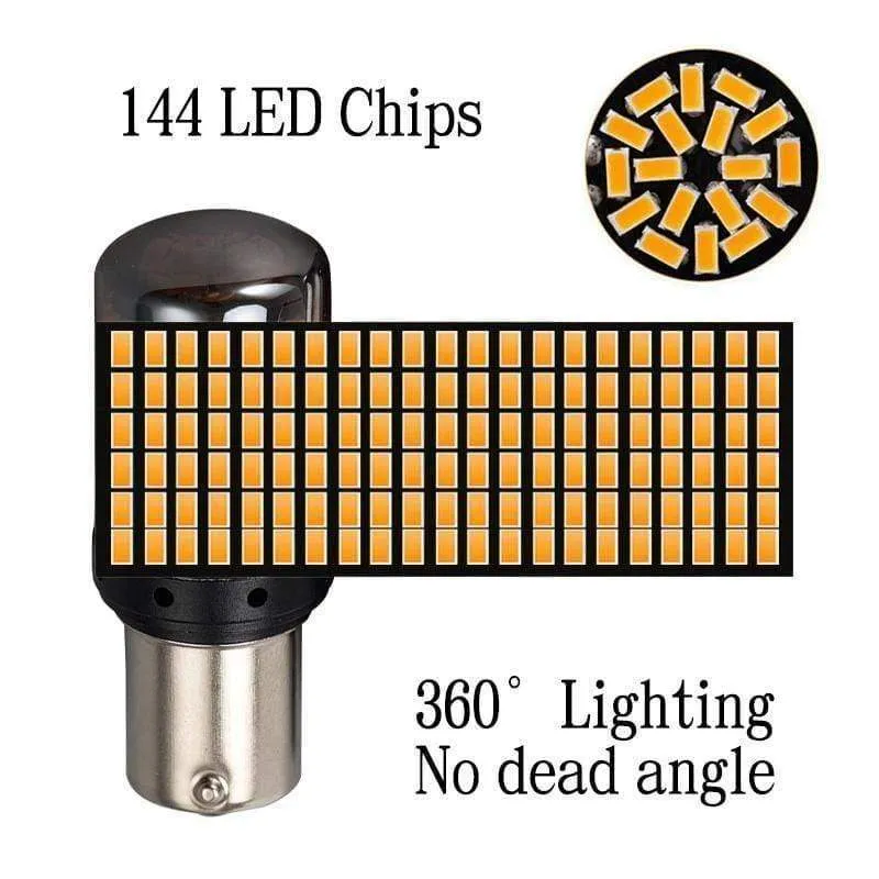 2 * 1156 BA15S P21W / BAU15S PY21W / T20 7440 W21W LED-Blinkleuchte Canbus Fehlerfrei Nein Hyper Flash Gelb 144SMD