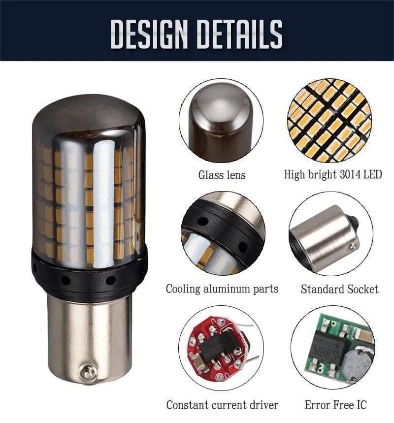 2 * 1156 BA15S P21W / BAU15S PY21W / T20 7440 W21W LED-Blinkleuchte Canbus Fehlerfrei Nein Hyper Flash Gelb 144SMD