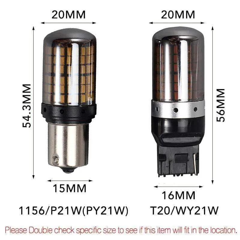2 * 1156 BA15S P21W / BAU15S PY21W / T20 7440 W21W LED-Blinkleuchte Canbus Fehlerfrei Nein Hyper Flash Gelb 144SMD