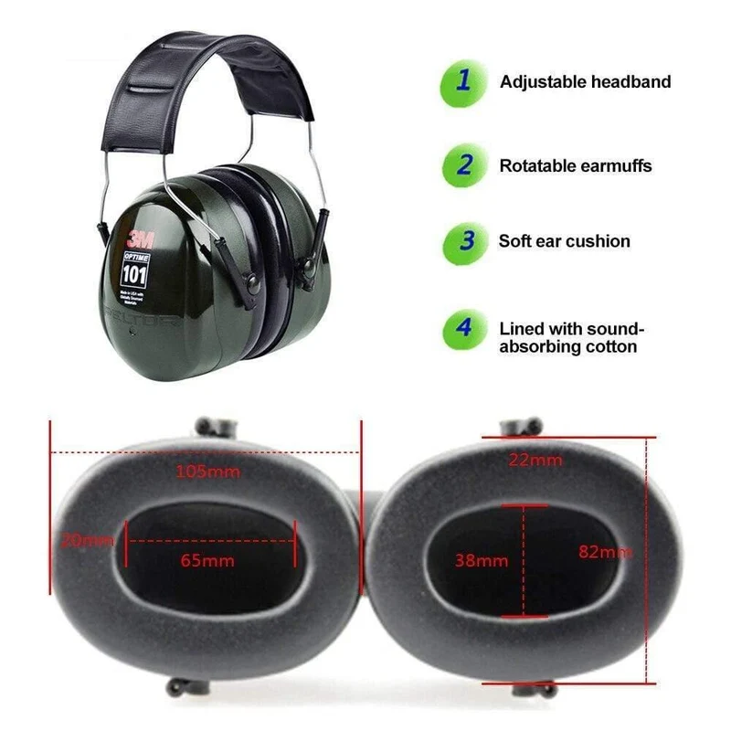 3M H7A Noise Cancelling Ohrenschützer Gehörschutz Lärmschutz Sicherheitsschützer für Gehörschutz einstellbar und professionell
