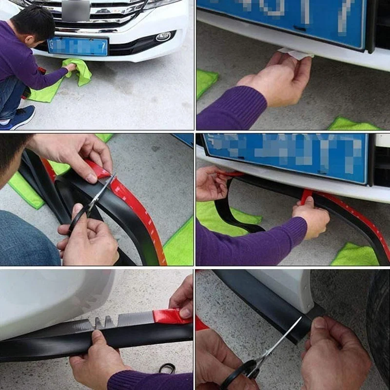 Auto Universal Frontstoßstange Lippe Carbon Gummi Splitter Chin Spoiler Seitenschweller Gummi Anti Scratch Protector Body Kit Trim