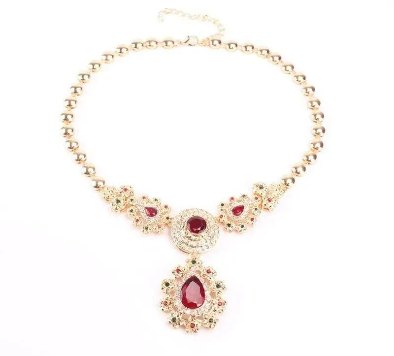 Hochzeit Zubehör Afrikanische Perlen Party Geschenk Gold Farbe Kristall Halskette Ohrringe Sets