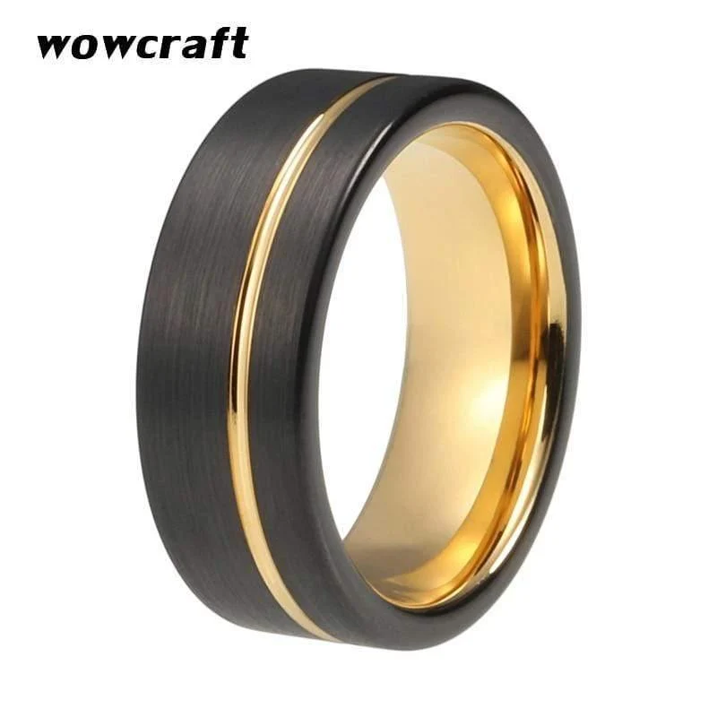 Wolframkarbid Ring Ehering mattes Finish Pip Cut Comfort Fit Offset gerillt Geschenk Jubiläum