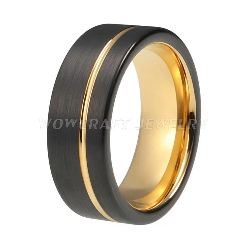 Wolframkarbid Ring Ehering mattes Finish Pip Cut Comfort Fit Offset gerillt Geschenk Jubiläum