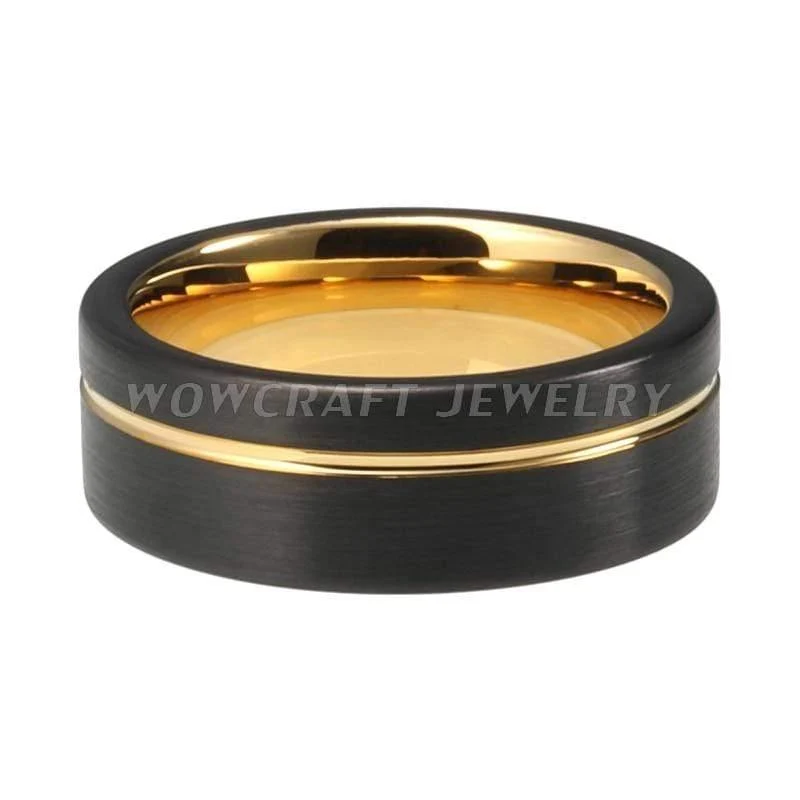 Wolframkarbid Ring Ehering mattes Finish Pip Cut Comfort Fit Offset gerillt Geschenk Jubiläum