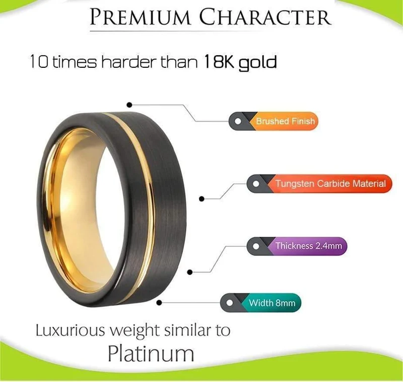 Wolframkarbid Ring Ehering mattes Finish Pip Cut Comfort Fit Offset gerillt Geschenk Jubiläum