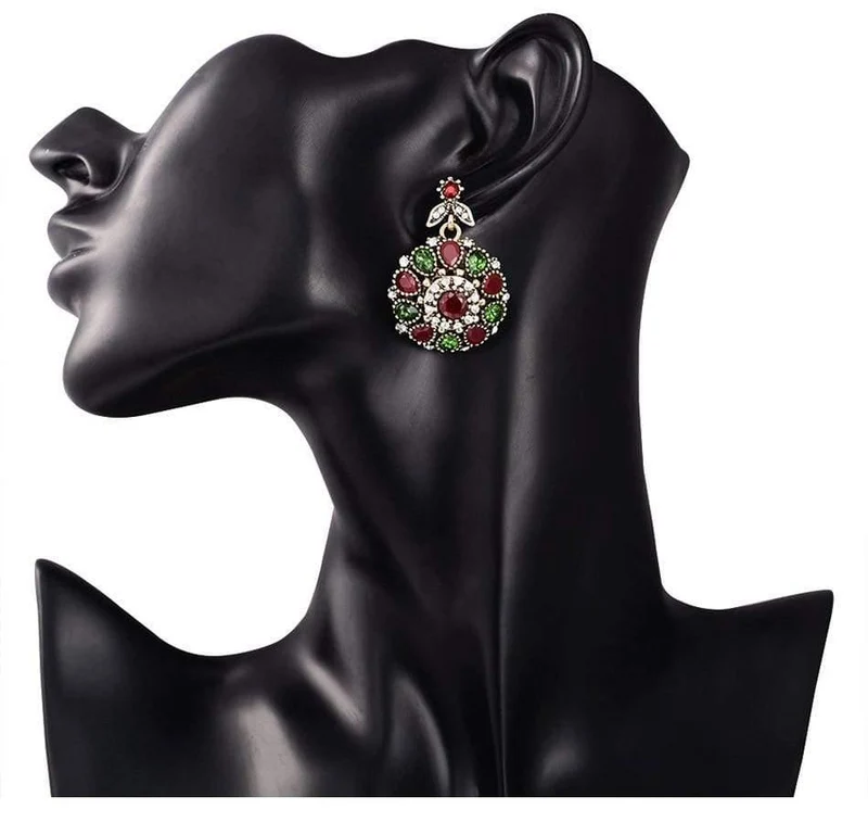 Halsketten-Sets, modische Ohrringe, modischer Vintage-Ethno-Schmuck, türkische 3-teilige nigerianische Halskette mit roten Perlen
