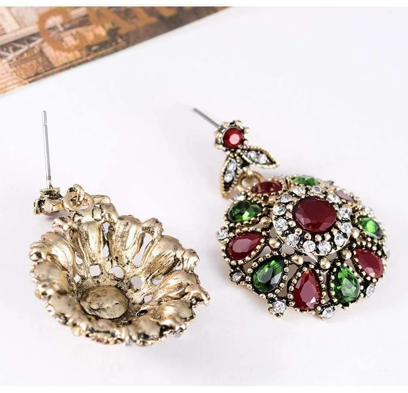 Halsketten-Sets, modische Ohrringe, modischer Vintage-Ethno-Schmuck, türkische 3-teilige nigerianische Halskette mit roten Perlen