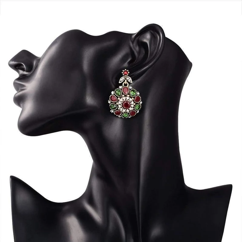 Halsketten-Sets, modische Ohrringe, modischer Vintage-Ethno-Schmuck, türkische 3-teilige nigerianische Halskette mit roten Perlen