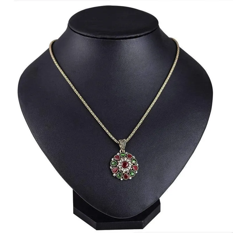 Halsketten-Sets, modische Ohrringe, modischer Vintage-Ethno-Schmuck, türkische 3-teilige nigerianische Halskette mit roten Perlen