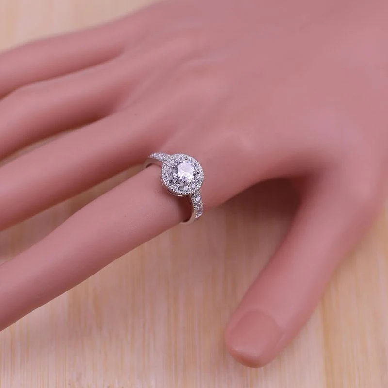 Zirkonia 925 Sterling Silber Hochzeit Schmuck Sets Ohrringe Anhänger Halskette Ringe Größe 6-10