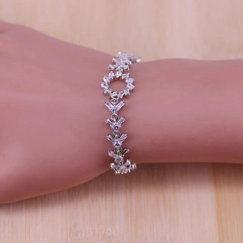 Zirkonia 925 Sterling Silber Hochzeit Schmuck Sets Ohrringe Anhänger Halskette Ringe Größe 6-10