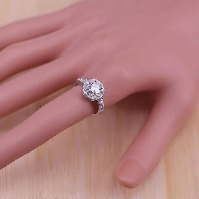 Zirkonia 925 Sterling Silber Hochzeit Schmuck Sets Ohrringe Anhänger Halskette Ringe Größe 6-10