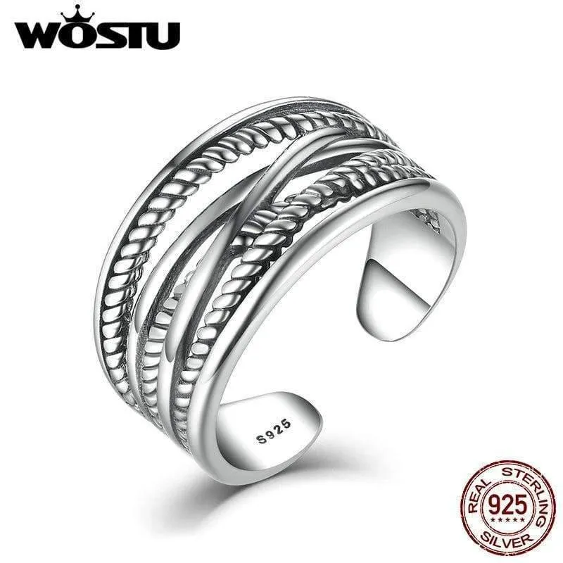Offene Ringe aus 925er-Sterlingsilber für Damen und Herren, Vintage-Stil, edler Schmuck FMR005